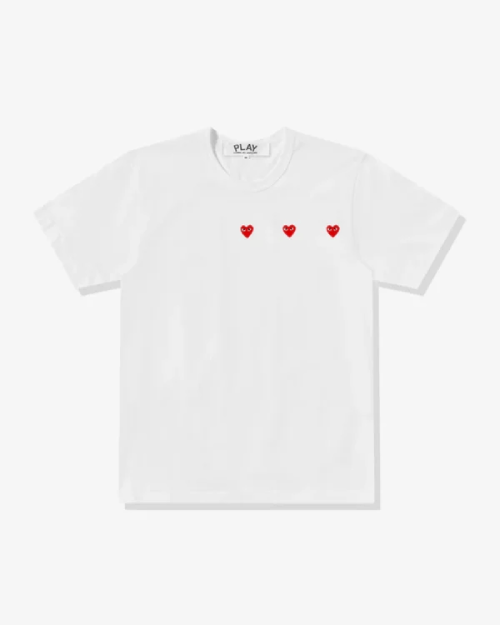 CDG Play Multi Red Heart T-Shirt White CDG Play Multi Red Heart T-Shirt White
