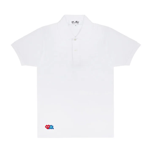 CDG Play Polo Red Heart & Blue Emblem CDG Play Polo Red Heart & Blue Emblem Front Side
