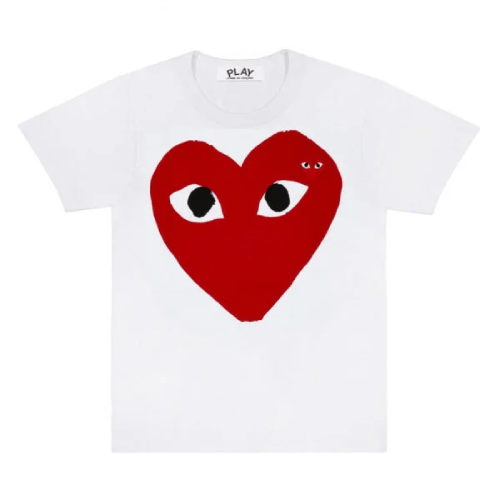 CDG Play T-Shirt Large Red Heart and Emblem CDG Play T-Shirt Large Red Heart and Emblem Front Side