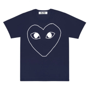 CDG Play T-Shirt With Heart Outline Navy