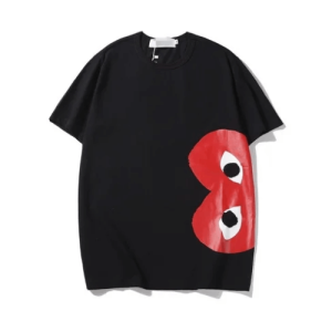 CDG Play T-Shirt with Red Heart Black Eyes Front Side
