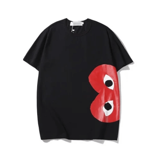 CDG Play T-Shirt with Red Heart Black Eyes CDG Play T-Shirt with Red Heart Black Eyes Front Side