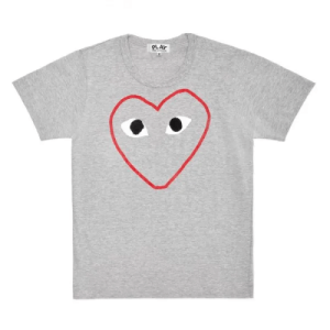 CDG Play T-shirt Red And White Outline Heart Front Side