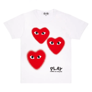 CDG Play Three Fuzzy Heart Screen Print Limited Edition Front Side