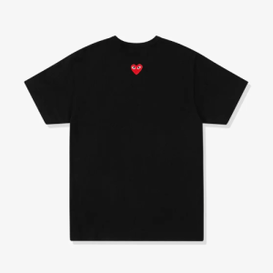CDG Play Unisex Reverse Red Heart T-Shirt Black Front Side