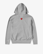 CDG Play Unisex Reverse Red Heart Zip Hooded Grey Back Side
