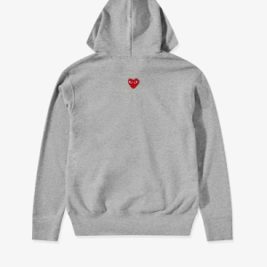 CDG Play Unisex Reverse Red Heart Zip Hooded Grey Back Side