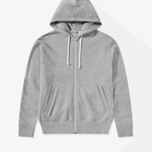 CDG Play Unisex Reverse Red Heart Zip Hooded Grey Front Side