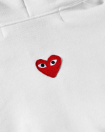 CDG Play Unisex Reverse Red Heart Zip Hooded White Logo