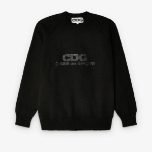 CDG Rib Stitch School Pullover Black Front Side