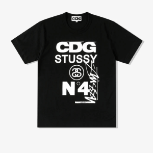 CDG Stüssy T-Shirt Black Front Side