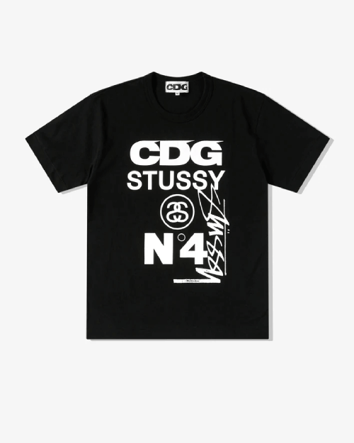 CDG Stüssy T-Shirt Black CDG Stüssy T-Shirt Black Front Side