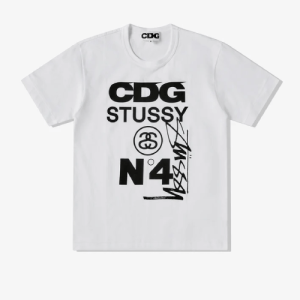 CDG Stüssy T-Shirt White Front Side