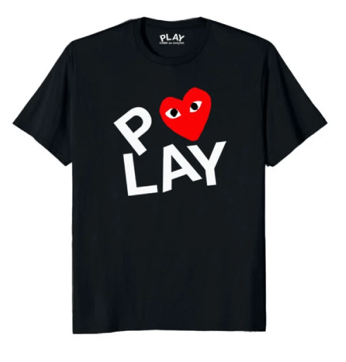 CDG T-Shirt Black Double Heart Screenprint Black CDG T-Shirt Black Double Heart Screenprint Black Front Side