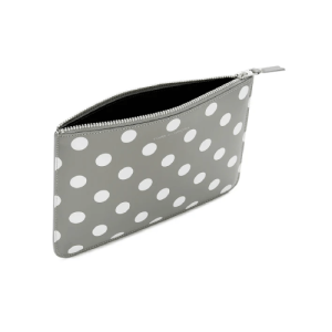 CDG Wallet Polka Dot Printed Zip Pouch Grey SA5100PD Open Zip
