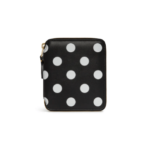 CDG Wallet Polka Dots Printed Full Zip Around Wallet Black SA2100PD