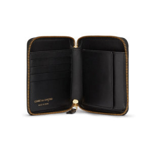 CDG Wallet Polka Dots Printed Full Zip Around Wallet Black SA2100PD Open View