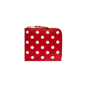 CDG Wallet Polka Dots Printed Zip Around Wallet Red SA3100PD Front Side