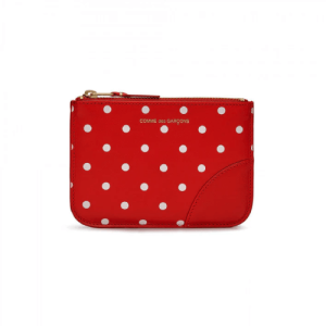 CDG Wallet Polka Dots Printed Zip Pouch Red SA8100PD Front Side