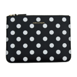 CDG Wallet Wallet Polka Dot Printed Zip Pouch Black SA5100PD Front Side