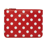 CDG Wallet Wallet Polka Dot Printed Zip Pouch Red SA5100PD Front Side