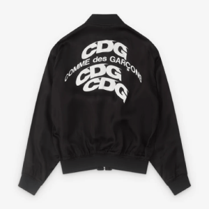 CDG Warped Logo Bomber Jacket Black Back Side