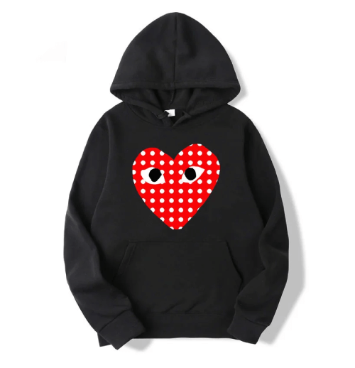 CDG White Dotted Heart Hoodie CDG White Dotted Heart Hoodie Front Side
