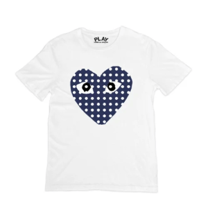 Comme Des Garcons Blue Heart Shirt White Front Side
