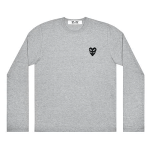 Play Comme des Garçons Double Eye Black Heart Long Sleeve (Grey) Front Side