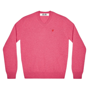 Play Comme des Garçons Mini Heart V Neck Sweater Pink Front Side