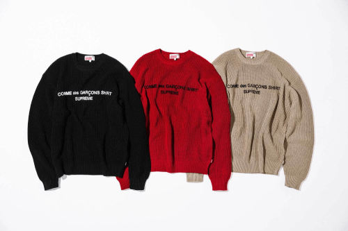 Supreme x CDG Sweater Red-Black-Beige Supreme x CDG Sweater Red-Black-Beige Front Side