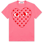 Comme des Garcons Play Pastelle Polka Dot Red Heart T-shirt Front Side