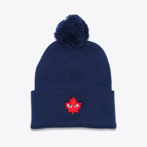 CDG POM POM BEANIE NAVY CDG POM POM BEANIE NAVY Front Side View