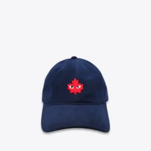 CDG Strapback Red Canadian Maple Leaf Emblem Hat Navy Front Side View